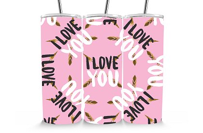 Kubek termiczny podróżny ze słomką 590 ml – I Love You z piórkami 39