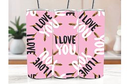 Kubek termiczny podróżny ze słomką 590 ml – I Love You z piórkami 39