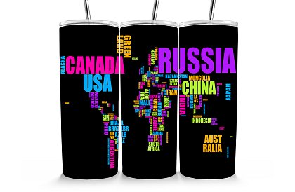 Kubek termiczny podróżny ze słomką 590 ml – Typograficzna mapa świata 40