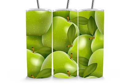 Kubek termiczny podróżny ze słomką 590 ml – Soczyste zielone jabłka 57