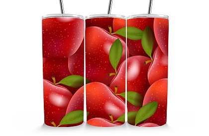 Kubek termiczny podróżny ze słomką 590 ml – Soczyste czerwone jabłka 58