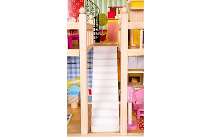 Drewniany domek dla lalek 90 cm z basenem i oświetleniem LED