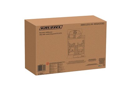 Drewniany domek dla lalek 90 cm z basenem i oświetleniem LED