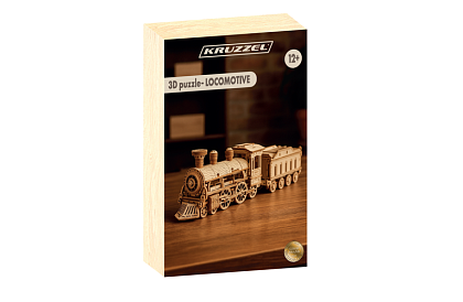 3D drewniane puzzle - Lokomotywa parowa z tendrem