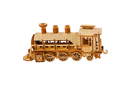 3D drewniane puzzle - Lokomotywa parowa z tendrem