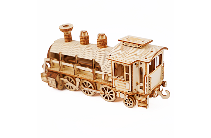 3D drewniane puzzle - Lokomotywa parowa z tendrem