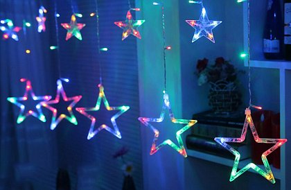 Świąteczna kurtyna świetlna LED - gwiazdki