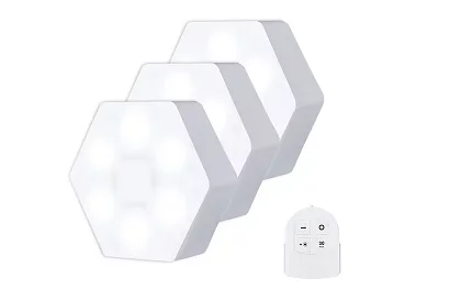 3x LED Bezprzewodowa oprawa HEXAGON na pilota