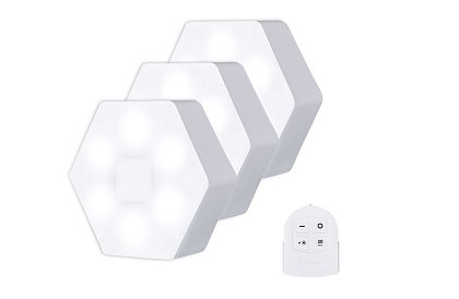 3x LED Bezprzewodowa oprawa HEXAGON na pilota