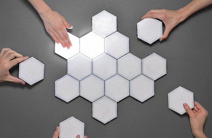 3x LED Bezprzewodowa oprawa HEXAGON na pilota