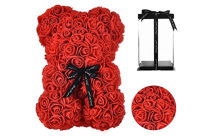 Rose Bear - Miś z różą 25 cm, w pudełku prezentowym
