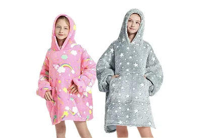 Świecący koc z rękawami i kapturem