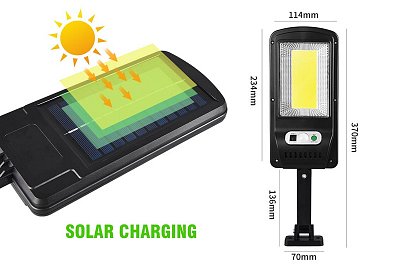 Lampa solarna z pilotem COB LED 36W z czujnikiem ruchu