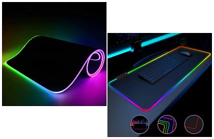 Podkładka gamingowa pod mysz i klawiaturę z podświetleniem RGB - 80 x 30 cm