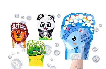 Zabawne rękawiczki z dmuchawą do baniek mydlanych - 4 sztuki