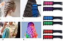 Grzebienie z zmywalnymi kolorowymi kredkami do włosów - 6 kolorów