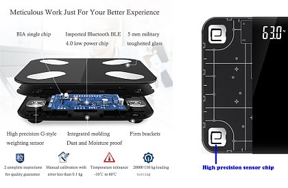 Waga osobista Bluetooth z termometrem i wyświetlaczem LED