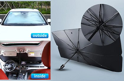 Składana osłona przeciwsłoneczna - parasolka - na przednią szybę samochodu