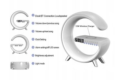 Głośnik LED Bluetooth z bezprzewodową ładowarką - POWERTON G-LIGHT G11