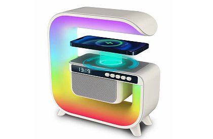 Głośnik LED Bluetooth z bezprzewodową ładowarką i zegarem - HM-G3