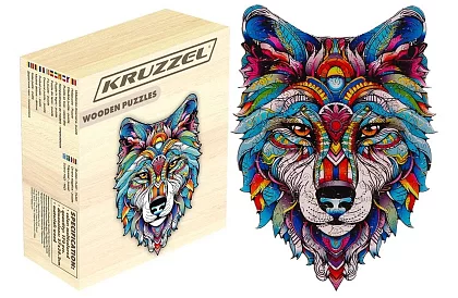 Drewniane puzzle wilk - 170 elementów - 38 x 27 cm