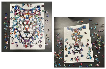 Drewniane puzzle wilk - 170 elementów - 38 x 27 cm