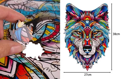 Drewniane puzzle wilk - 170 elementów - 38 x 27 cm