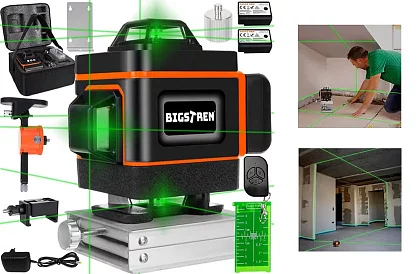 Poziomica laserowa 4D 360° – 16 linii – laser niwelacyjny