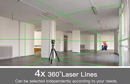 Poziomica laserowa 4D 360° – 16 linii – laser niwelacyjny