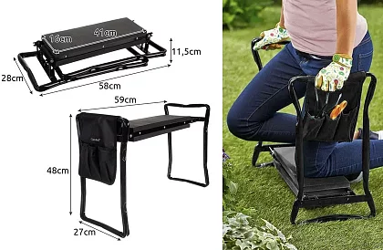 Składane siedzisko ogrodowe 3w1 – klęcznik, ławka i organizer z narzędziami