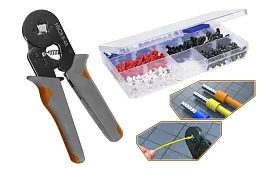 Szczypce do zaciskania końcówek 0,25 - 10 mm2 + 500 szt. końcówek