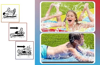 Potrójna zjeżdżalnia wodna z fontanną + 3 pontony