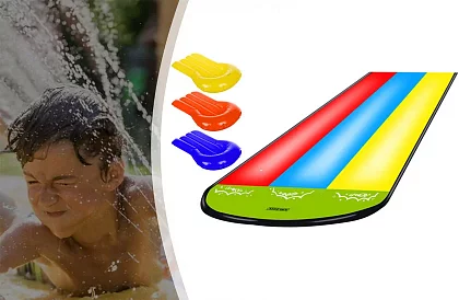 Potrójna zjeżdżalnia wodna z fontanną + 3 pontony