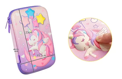 Piórnik szkolny – etui Jednorożec z grafiką 3D