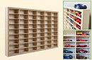 Drewniana półka – organizer na samochodziki – 54 przegródki