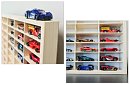 Drewniana półka – organizer na samochodziki – 54 przegródki
