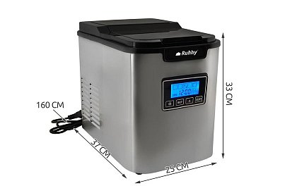 Kostkarka do lodu 12 kg/dzień – 3 rozmiary kostek, timer
