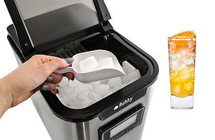 Kostkarka do lodu 12 kg/dzień – 3 rozmiary kostek, timer