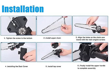 Adapter piła łańcuchowa 6 cali – Zamień wiertarkę w piłę