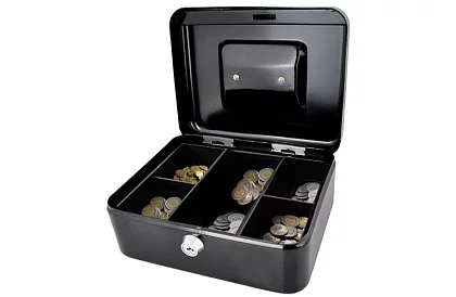 Metalowy pojemnik na gotówkę