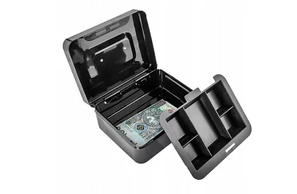 Metalowy pojemnik na gotówkę