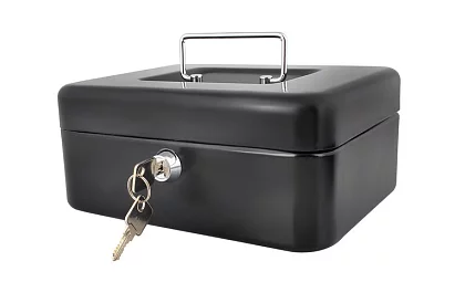 Metalowy pojemnik na gotówkę