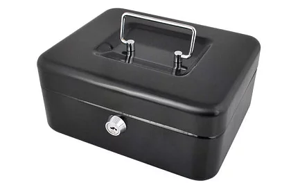 Metalowy pojemnik na gotówkę