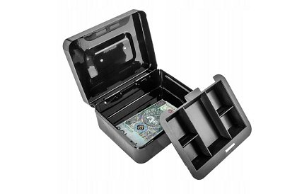 Metalowy pojemnik na gotówkę