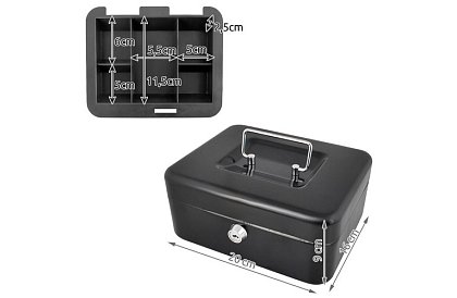 Metalowy pojemnik na gotówkę