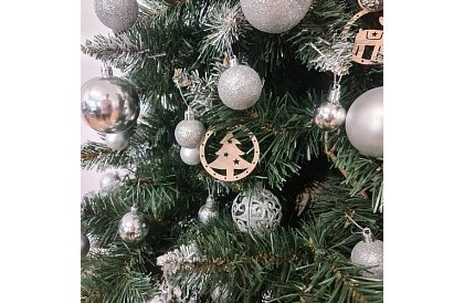 Drewniane ozdoby świąteczne – zestaw 10 sztuk z sznurkiem