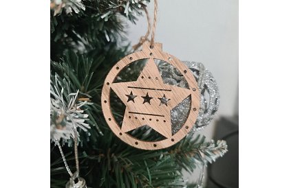 Drewniane ozdoby świąteczne – zestaw 10 sztuk z sznurkiem