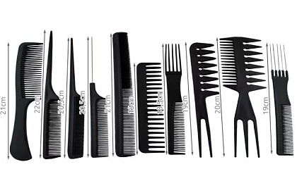 Profesjonalne grzebienie fryzjerskie - zestaw 10 sztuk