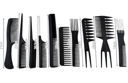 Profesjonalne grzebienie fryzjerskie - zestaw 10 sztuk