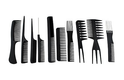 Profesjonalne grzebienie fryzjerskie - zestaw 10 sztuk
